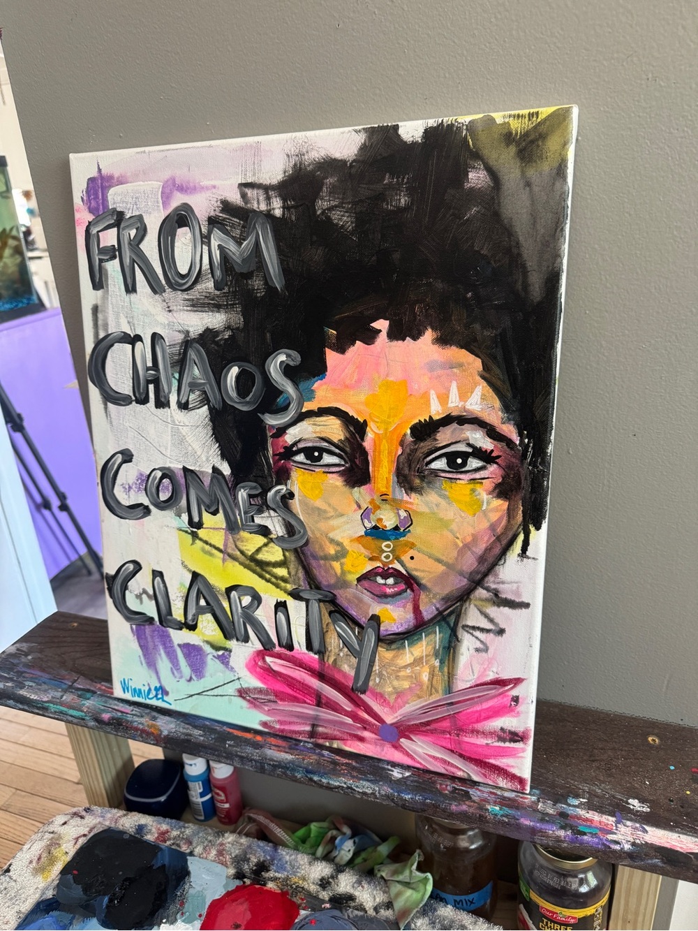 Original Mixed Media Canvas Painting "From Chaos Comes Clarity" 16x20